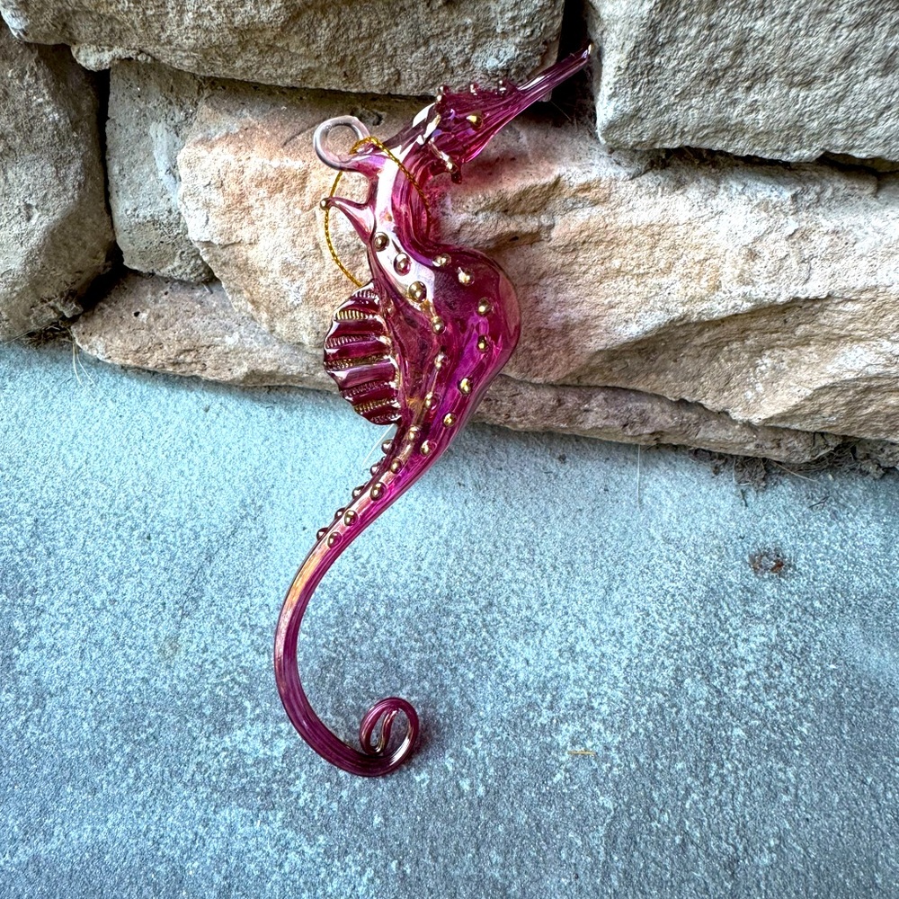 New🌟Anthropologie-Glass Seahorse Ornament - Purple - Picture 2 of 3
